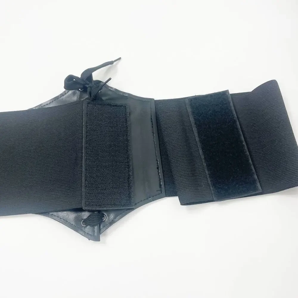 2/$30 NEW Faux Vegan Leather Lace Up Corset Belt Elastic Black (Size XL+)